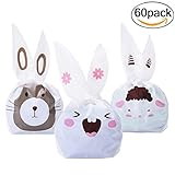 Candy Bags, Fascigirl 60Pcs Easter Bags Lovely Bunny Ears Gift Wrap Bags Treat Bags for Party Favors Supplies