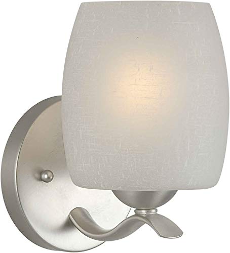 Forte Lighting 5251-01-55 Transitional 1-Light Wall Sconce with White Linen Glass, Brushed Nickel Finish