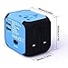 DuaFire Travel Adapter, Universal Power Adapter Plug International Wall Charger with Dual USB Ports and AC Socket for USA EU UK AU CN (Blue)