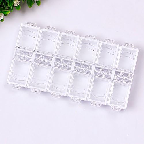 Lznlink 12 Grid Nail Art Storage Box Plastic Nail Tool Jewelry Storage Box Rhinestone Organizer Container Case Nails Art Supplies
