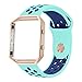 UMTELE Soft Silicone Replacement Strap with Rose Gold Frame for Fitbit Blaze Smart Fitness Watch, Large, Teal Blue