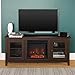 Walker Edison Rustic Wood and Glass Fireplace TV Stand for TV's up to 64