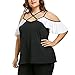 TOPUNDER 2018 Summer Womens Plus Size Tops Cold Shoulder T-Shirt Flounced Strapless Blouse Patchwork
