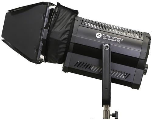 Intellytech Light Cannon Kit, Includes F-165 Bi-Color Portable High Output 165W 5" LED Fresnel with DMX, Four-Leaf Metal Barndoors, Silver/Black