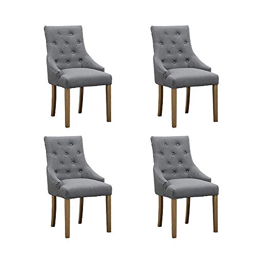 HomeSailing 4 Comfy Armchairs Dining Room Chairs with Arms Only Grey