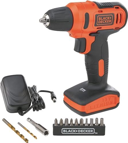 BLACK+DECKER Cordless Drill Driver, 12V 900 RPM, 13 Piece