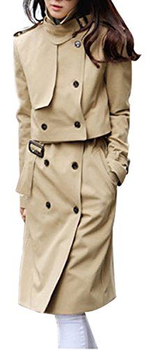 Ilishop Women's Winter Jacket Silm Long Trench Coat Khaki 2XL-US6 Ilishop Women's Winter Jacket Silm Long Trench Coat Khaki 2XL-US6