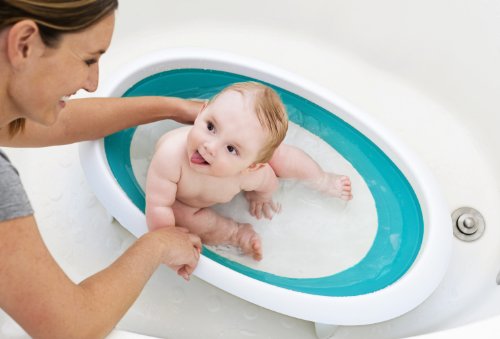 Boon Naked Collapsible Baby Bathtub Blue,Blue/White