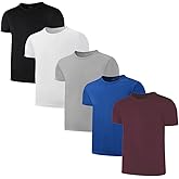 5-Pack Kids/Boys/Youth Mesh Athletic Quick Dry Shirts Youth Activewear Moisture Wicking Short Sleeve T-Shirts(Age 4-15Years)
