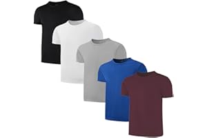 SHOULDIN 5-Pack Kids/Boys/Youth Mesh Athletic Dry-Fit Shirts Youth Activewear Moisture Wicking Short Sleeve T-Shirts（Age 4-15Years）