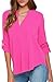 Dokotoo Womens Casual Chiffon Ladies V-Neck Cuffed Sleeve Blouse Tops Small Rose,Rose,(US4-6)S