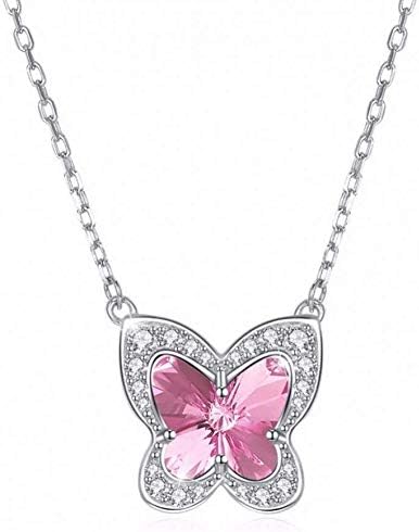 CHOUREN Pendant Necklace Necklace Jewelry Pendant For Crystal Butterfly S925 Sterling Silver Blue Pink Necklace For Women Gift