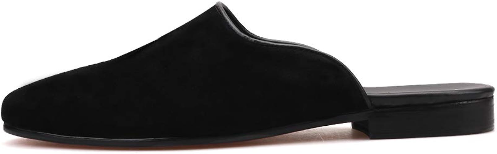 black suede mules closed toe