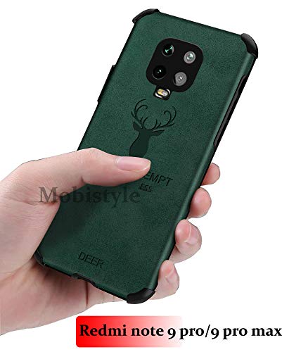 Mobistyle Redmi Note 9 Pro/Note 9 pro Max Cover Soft Silicone+Leather PU Deer Shockproof Protection Back Cover Case for