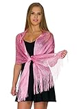 Petal Rose Sheer Bridal Scarfs With Fringe for Prom, Weddings, Party Evening Dresses - Shawls and Wraps for Women - Pink