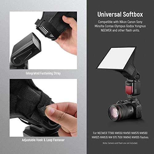 NEEWER Flash Diffuser Light Softbox 6" x 5", Universal, Collapsible with Storage Pouch