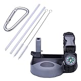 EWO’S New Gray Straw Lid Fits For Hydro Flask Wide, BPA-free Sports Water Bottles With 2 Straws And 2 Straw Brushes, Paracord Handle And Carabiner