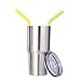 Outus Reusable Drinking Straws Silicone Straw Angled Drinking Straw with Cleaning Brush for Tumbler Straw Lid 30 Ounces/ 20 Ounces, 8 Pieces