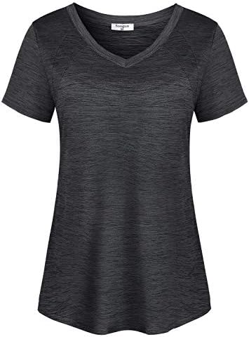 Soogus Woman Short Sleeve V Neck Dry Fit Athletic Yoga Shirts Casual Activewear
