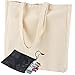 Heavy Duty Thick Canvas Tote Bags(6 Pack) with Bottom Gusset 16 x 14 x 4 inch Durable 12oz Eco-Friendly Shopping Bag, Crafting Bag, Washable Reusable Bag - BONUS 20 Fabric markers for Decorating