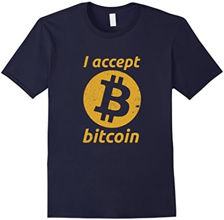 Mens I Accept Bitcoins Humor T shirt  Large Navy