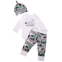 MiyaSudy Newborn Baby Boys Long Sleeve Romper+ Camouflage Pants with Hat Clothes Kids Toddlers