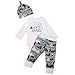 MiyaSudy Newborn Baby Boys Long Sleeve Romper+ Camouflage Pants with Hat Clothes Kids Toddlers