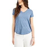 Style & Co Petite Burnout V Neck T-Shirt Meridian Blue PS