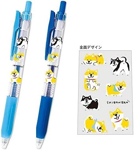 Zebra Sarasa Clip Shiba Inu Gel Ink Pen/Set of 2 (Light Blue [ 54437 ] + Cobalt Blue [ 54438 ])
