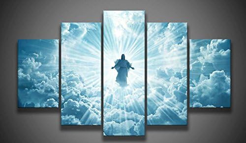 Print 5 pcs canvas wall art print Jesus is coming painting art picture home Decor Canvas Art Print Painting on canvas PT0762,medium,framed