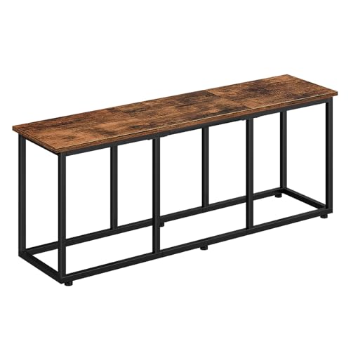 HOOBRO Dining Bench for Dining Room, 120cm Dining Table Bench Seat, Wooden Dining Bench Indoor, Industrial Entryway Bench with Steel Frame for Living Room, Bedroom, Rustic Brown and Black EBF45CD01