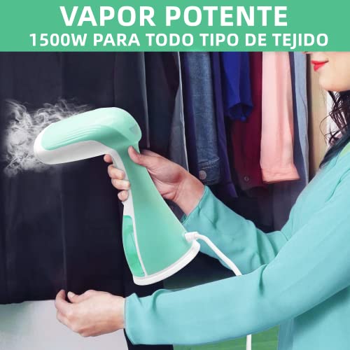 Summala - Plancha de Vapor para Ropa Vertical, Vaporizador Portátil, Plancha de Viaje de Calentamiento Rápidocon Tanque de Agua de 300 ML, Ideal para Vacaciones En El Hogar Y Viajes de Negocios（Verde)