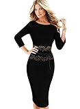 VfEmage Womens Elegant Lace Slim Casual Work Party Bodycon Pencil Dress