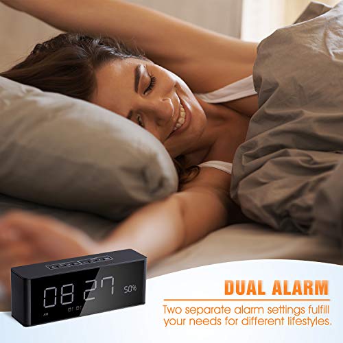 Alarm Clock Radio Bluetooth Speaker [2019 Upgraded] with Digital FM Stereo, Dimmable LED Display, Dual Alarm, Snooze, AUX-in for Bedrooms - Thumbnail 4