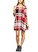 Yobecho Womens Plaid Swing Tunic Dress Casual Loose Long Sleeve T-shirt Dress with Pockets
