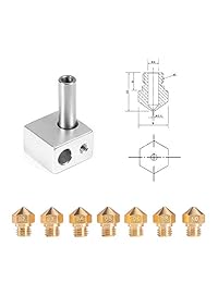 MK10 Boquilla para impresora 3D, M7 rosca de latón extrusor de cabeza Hotend boquilla 0.069 in filamento, 4 piezas 0.016 in + 1 pieza de 0,2 0,0,3 0,5 0,6 0,8 0.039 in