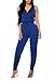 Fixmatti Women Stylish Sleeveless Deep V Drawstring Long Pant Romper Blue M