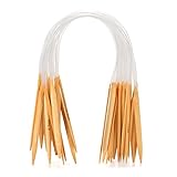 FairyStar 18 Sizes 16'' (40cm) Circular Bamboo Knitting Needles Set Kit(40cm) with Tube(2.0mm to 10mm)