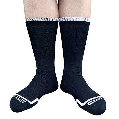 APTYID Men's Moisture Wicking Cushioned Crew Work Boot Socks, Size 912, Black, 6 Pairs Pricepulse
