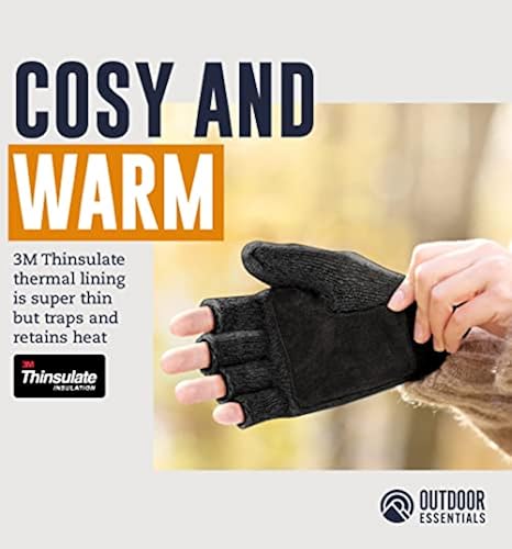 OutdoorEssentials Fingerless Winter Gloves Convertible Wool
