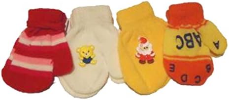 Set of Four Pairs Stretch Magic Mittens for Ages 3-12 Months
