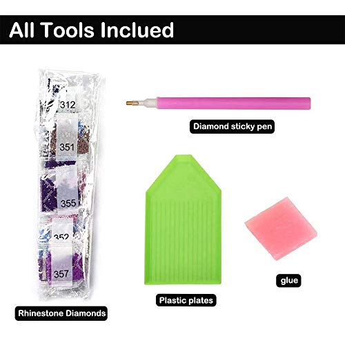 PICKYANDCO Butterfly and Love DIY 5D Diamond Painting by Number Kits Crystal Rhinestone 12x12inch, Full Drill 5D Diamond Painting Kits for Adults with Diamond Painting Tools Home Wall Art