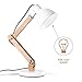 MUTUW Wooden Swing Arm Desk Lamp, e26 e27 LED Bulb Lamp, 40W, Metal Wooden, Perfect for Reading Study Work Office, White
