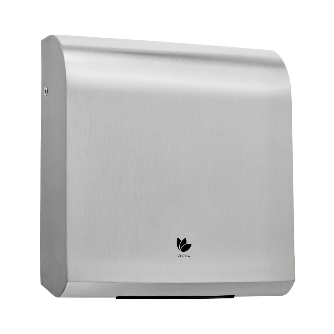 Dryflow EcoWave Hand Dryer Brushed Satin Stainless Steel Commercial Thin Blade Style Technology