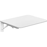HOOBRO Folding Table, Wall Mounted Desk, Floating Wall Desk | with Iron Bracket, Drop Leaf Table for Small Spaces, for Kitchen, Laundry Room, Home, Office, White WT054BZ01