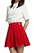 chouyatou Women's Double Waist Side Buttons Pleated Skirt (Small, Red)