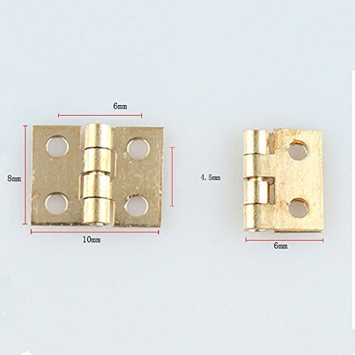 RZDEAL 20 PCS Mini Brass Hinge Hardware 180 Degree Rotation for Dollhouse Miniature Furniture Cabinet Closet(DIY)