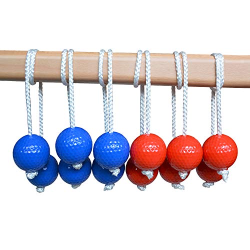 Qi Mei Ladder Ball Toss Game Family Outdoor Replacement Ladder Balls Bolos Bolas Golf Balls Red and Blue - Thumbnail 7