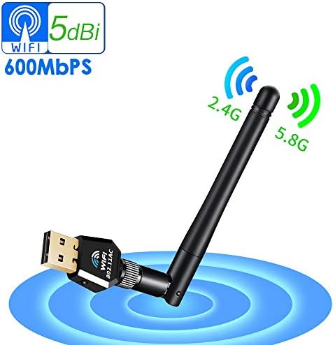 Blackace Wifi Dongle, USB Wifi Adapter 600Mbps Dual Band Wireless Network Adapter with 5dBi Antenna for PC/Desktop/Laptop/Table, Supports Windows 10/8/7/Vista/XP/2000, Mac OS X 10.4-10.12