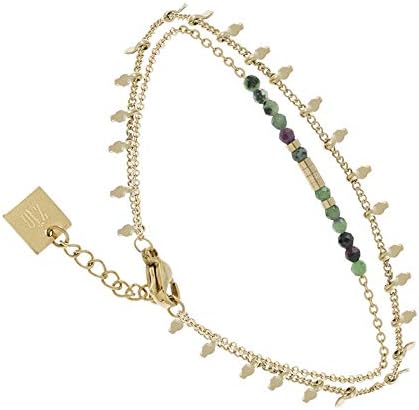 Zag Bijoux Tourmaline Bead and Tassel Chain Bracelet (Gold)